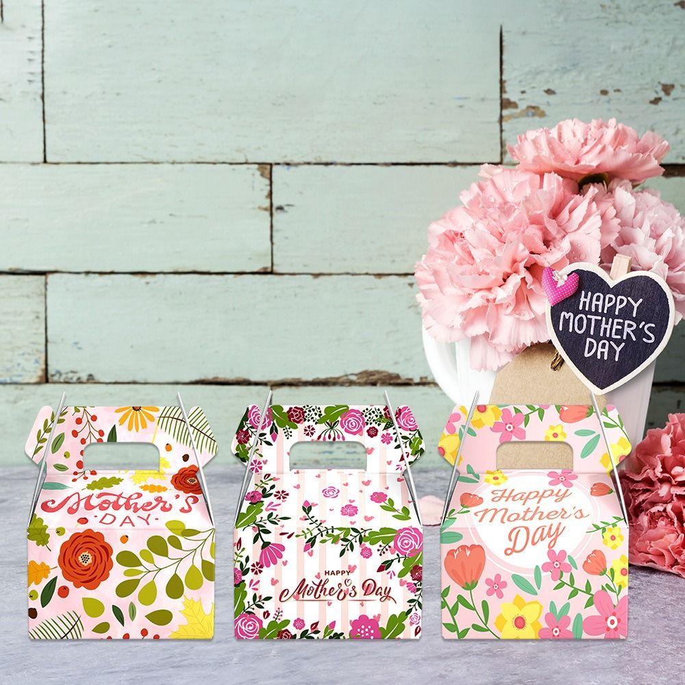 6pcs Colorful Mother's Day Gift Boxes Cartoon Gift Packaging Boxes  Home Party Decor