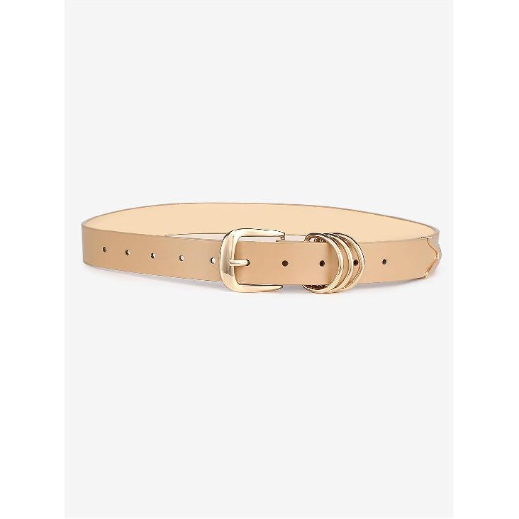 Women Belt for Jeans Dresses Pants Fashion Gold Buckle Waist Belts | 1.10 in Wide, Trendy Faux Leather, for Ladies Casual Daily Wear Formal