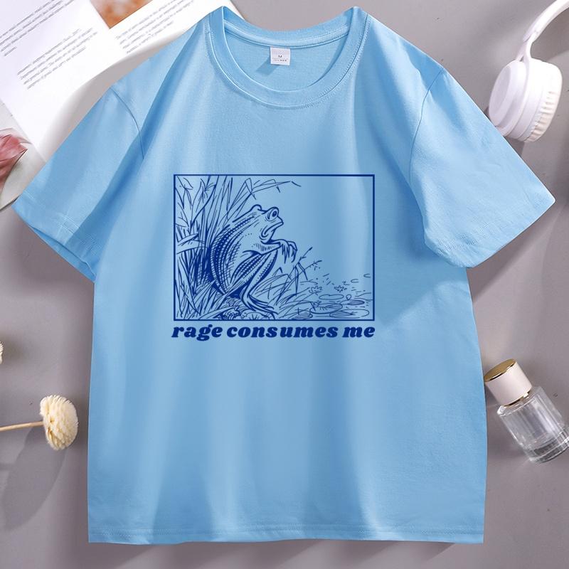 Rage Consumes Me T Shirt Funny Frog Tshirt Meme Weird Tshirt Trendy Graphic T Shirts Unisex Unisex Cotton Short Sleeve Round Neck