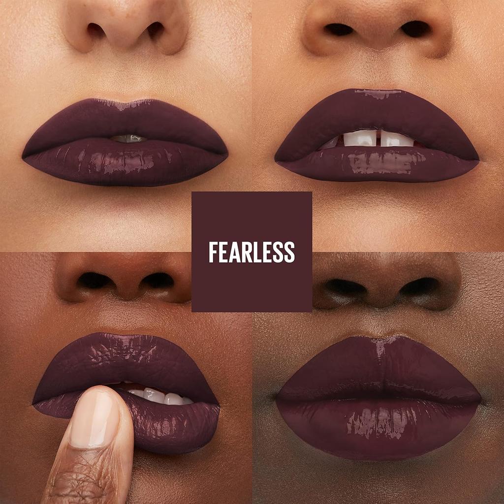 Maybelline Суперстойкая жидкая помада Superstay Vinyl Ink Fearless 4.2мл Высокий блеск Стойкий цвет Не отпечатывается 16 часов Веганский макияж