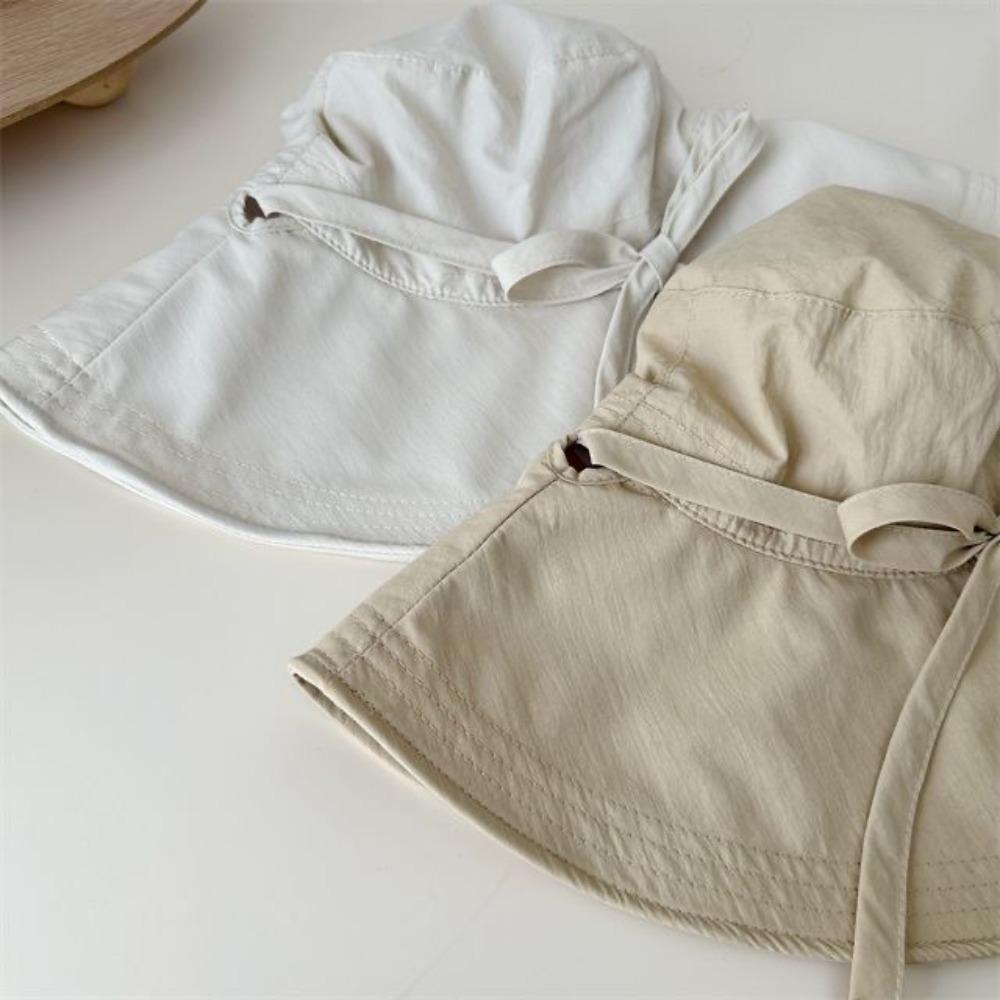 Foldable Bow Fisherman Hat Wide Brim Sunshade Bucket Hat Summer Lace-up Sun Hat