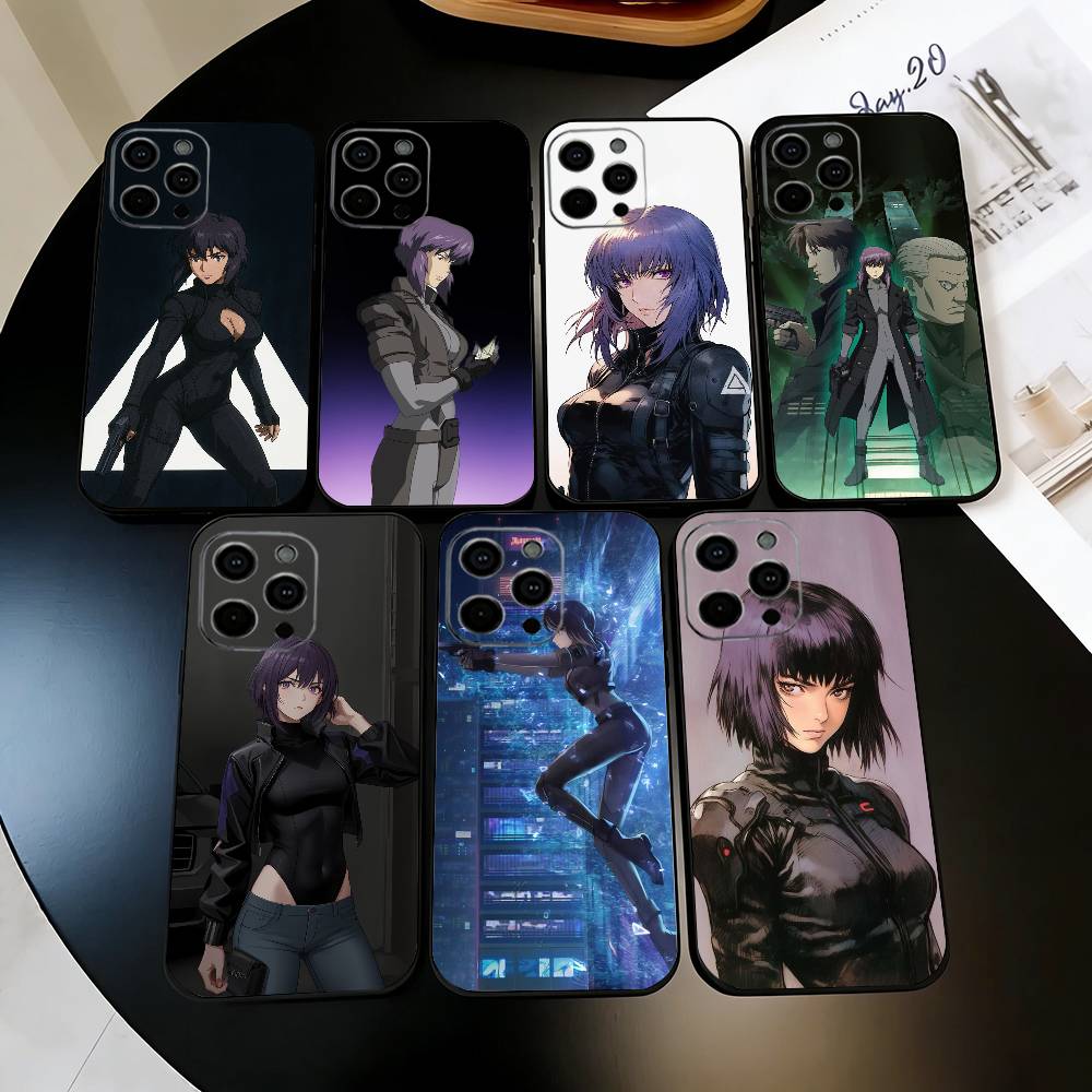 G-Ghost M-Motoko K-Kusanagi S-Shell Чехол для телефона для iPhone 17, 16,15,14,13,12,11 Plus,Pro Max, Другие Мягкий Черный Чехол