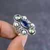Natural Iolite, Peridot Gemstone Handmade 925 Sterling Silver Ring Size 11 W9H92