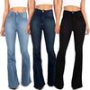 Women Denim Pants Trousers Bell Bottoms High Waist Fitted Jeans Ladies Flare Pants Wide Leg Tight Trousers