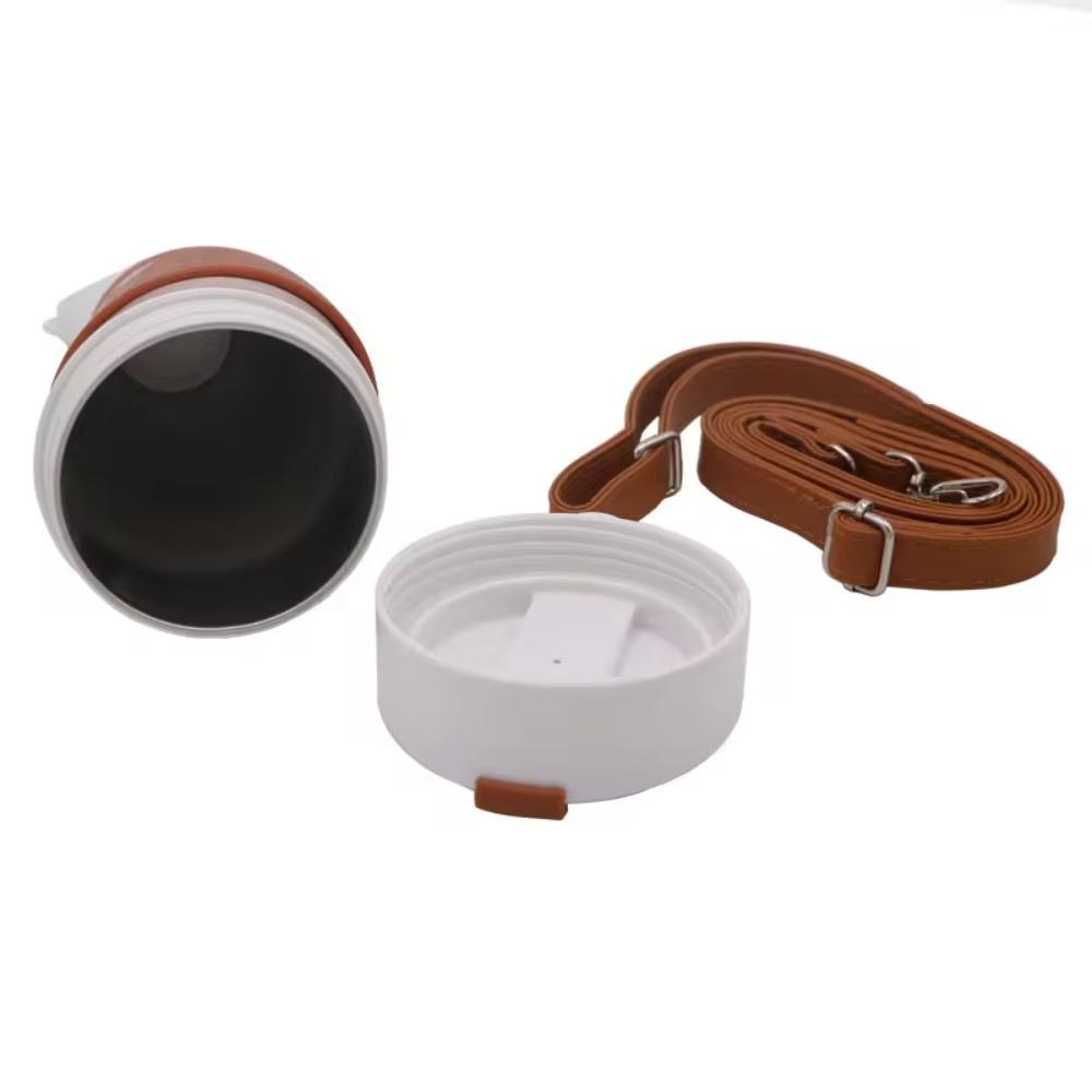 Faux Leather Strap Goat Horns Coffee Mug 230ml Water Bottle Portable Drinking Cup  Student