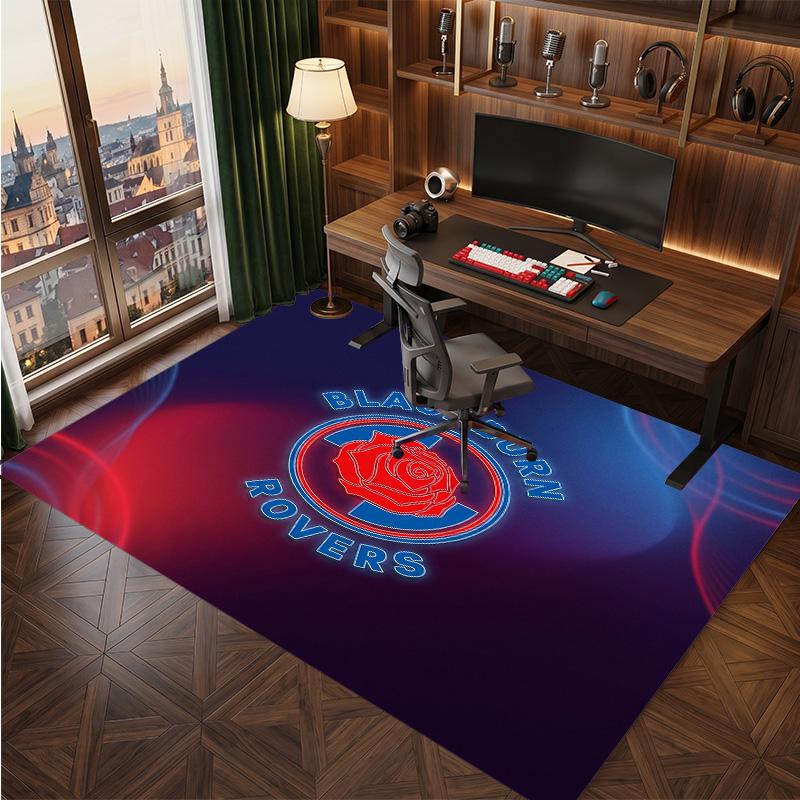 Blackburn Rovers Football Print Crystal Velvet Rug, Comfortable Water Absorbent Non Slip Indoor Floor Carpet
