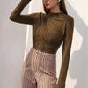 Autumn Women Long Sleeve Elastic Pure Color Going Out Tops Ruched Fashion Elegant Softy Slim Crop Top