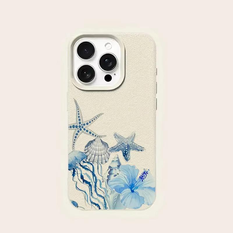 Чехол для телефона с узором «Медуза и цветок лилии» для iPhone 17 Pro Max 16 Plus 15 Pro 14 13 12 11 X 17Air Мягкий чехол с текстурой личи