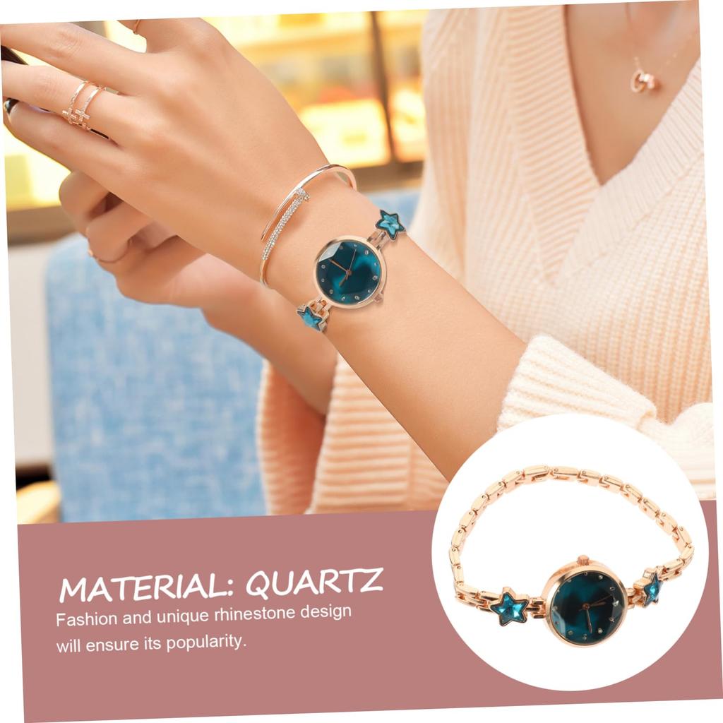 WOFASHPURET Женские кварцевые часы, Звездный узор, Синий, Красный, Браслет