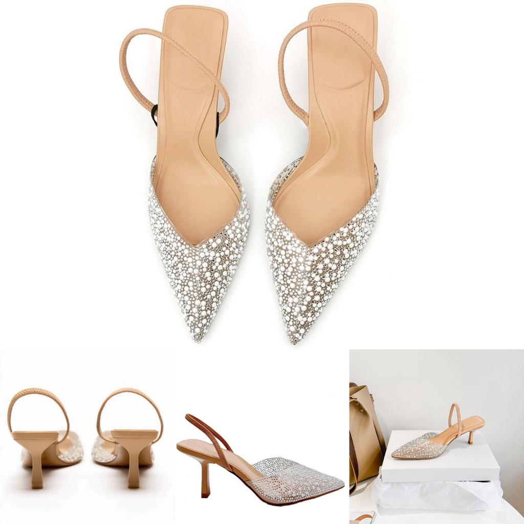Heeled Sandals With Pearl Embellishments For Summer Wear