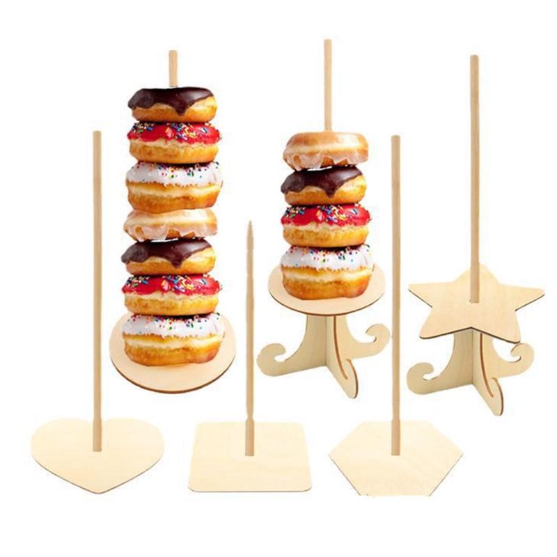 Wooden Doughnut Holder Dessert Display Rack Dim Sum Bread Sales Rack Donut Stand Birthday Party Wedding Table Decoration