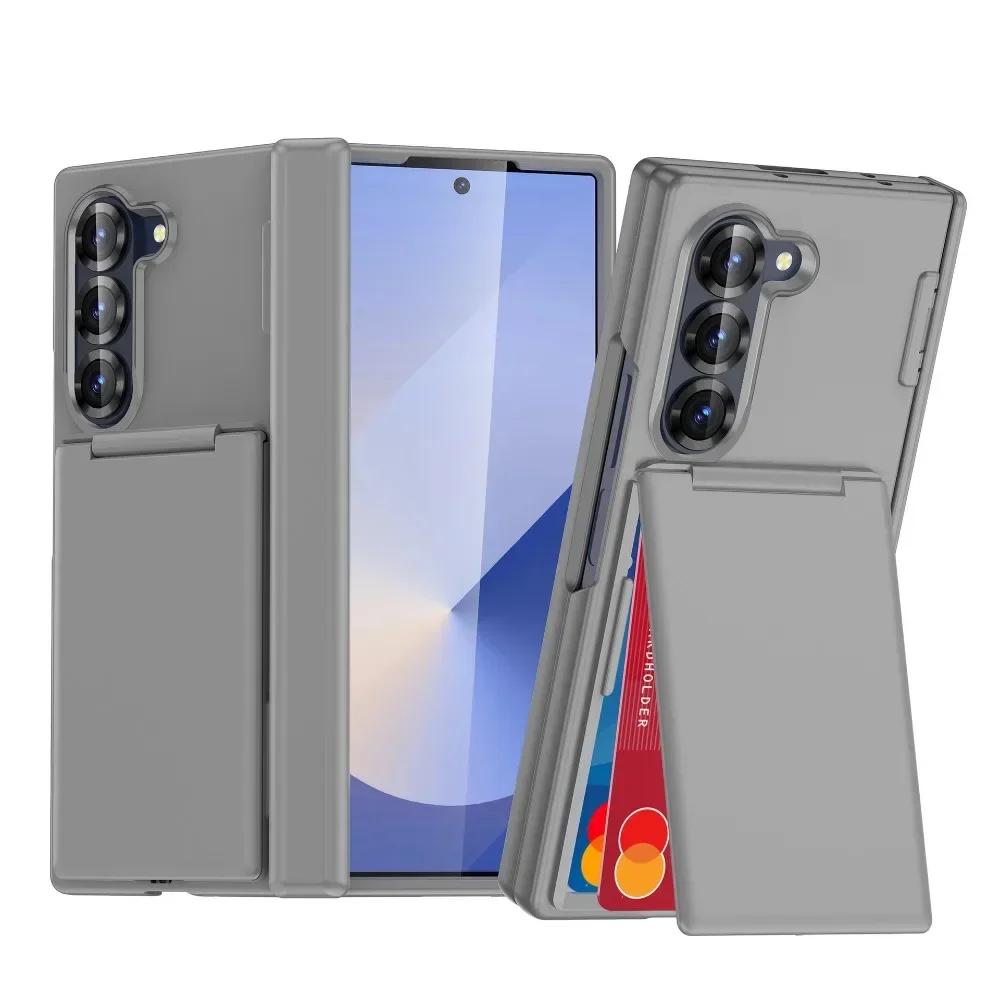 Роскошный чехол-книжка с подставкой для Samsung Galaxy Z Fold 7 6 Fold7 Fold6 5G, складной кронштейн, матовая крышка с держателем для карт