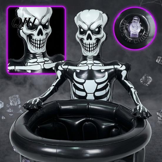 Tear-resistant Ice Bucket Inflatable Skull Bucket, Halloween Party Drink Tub, Skeleton Beer Cooler for Decor, Beverage Storage Outdoor Gathering