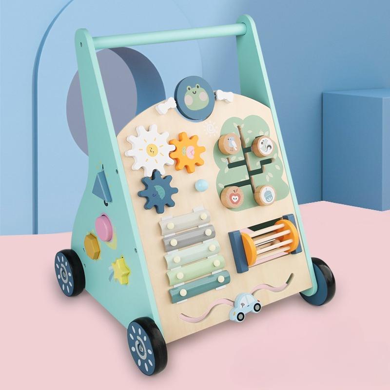 Детские образовательные развивающие ходунки-тележка для малыша, учащегося ходить, тележка для покупок, деревянные игрушки
