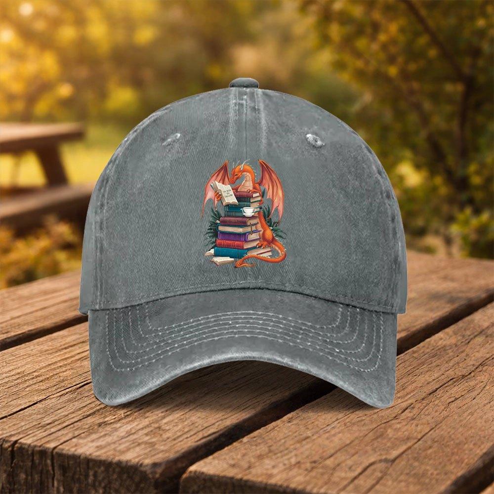Reading Dragon Print Baseball Cap Unisex Duckbill Hat for Outdoor Sports Fitness Travel