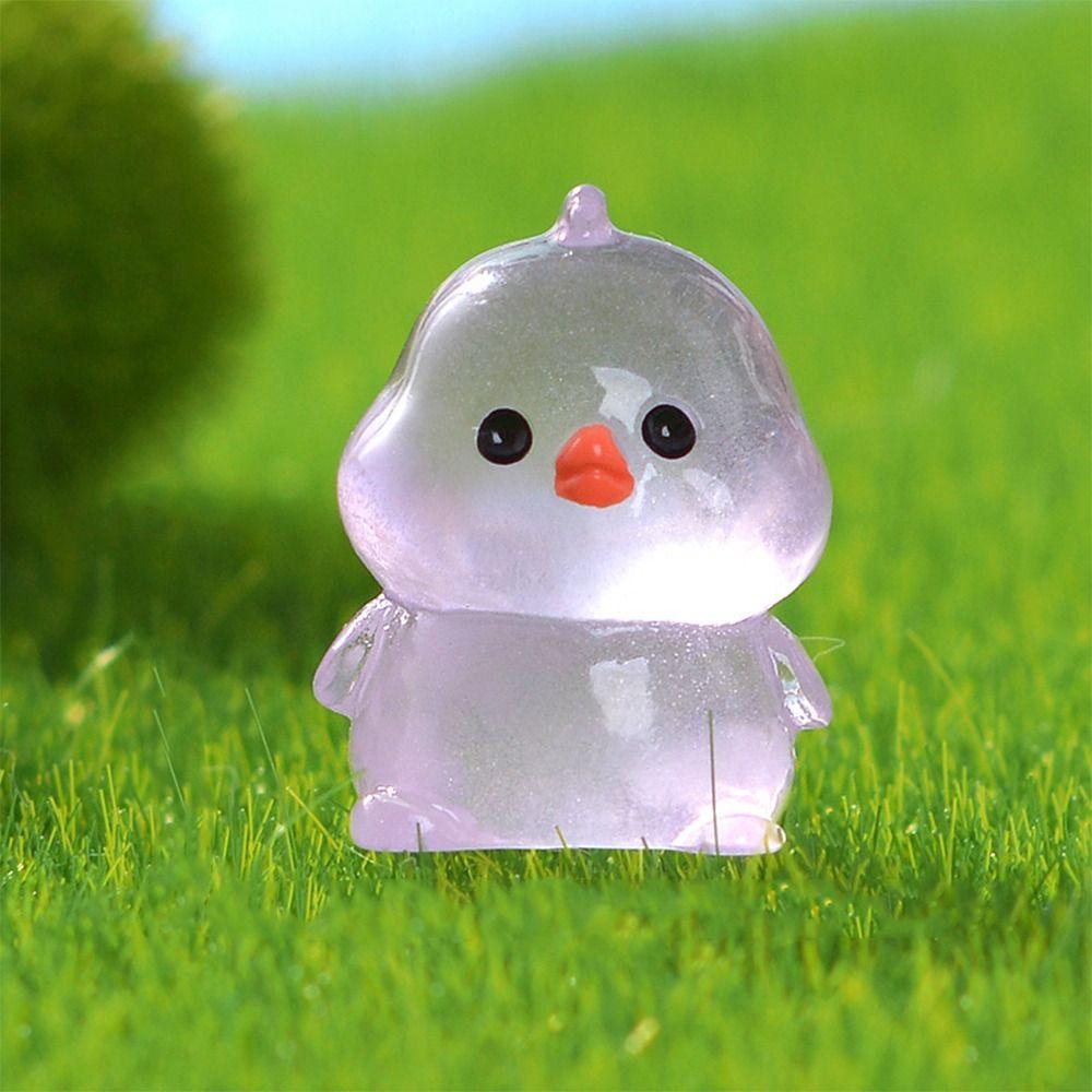 Glow in Dark Luminous Chick Figurines Resin Crafts Mini Chick Statue Car Accessories