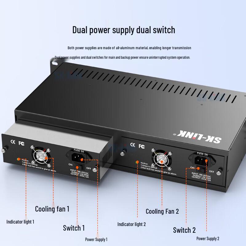 SK-LINK 19-inch 2U 14-Slot Fiber Optic Transceiver Chassis