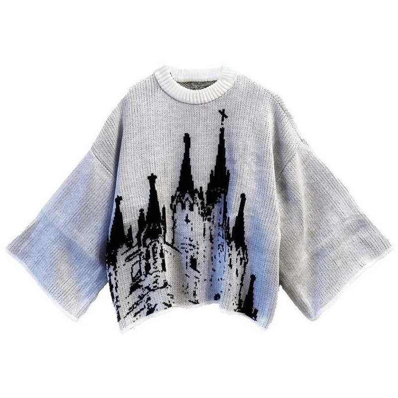 Womens Harajuku Loose Sweater Y2k Clothing Hip Hop Streetwear Sweater Knitwear Gothic Pullover Crew Neck Sweater Women