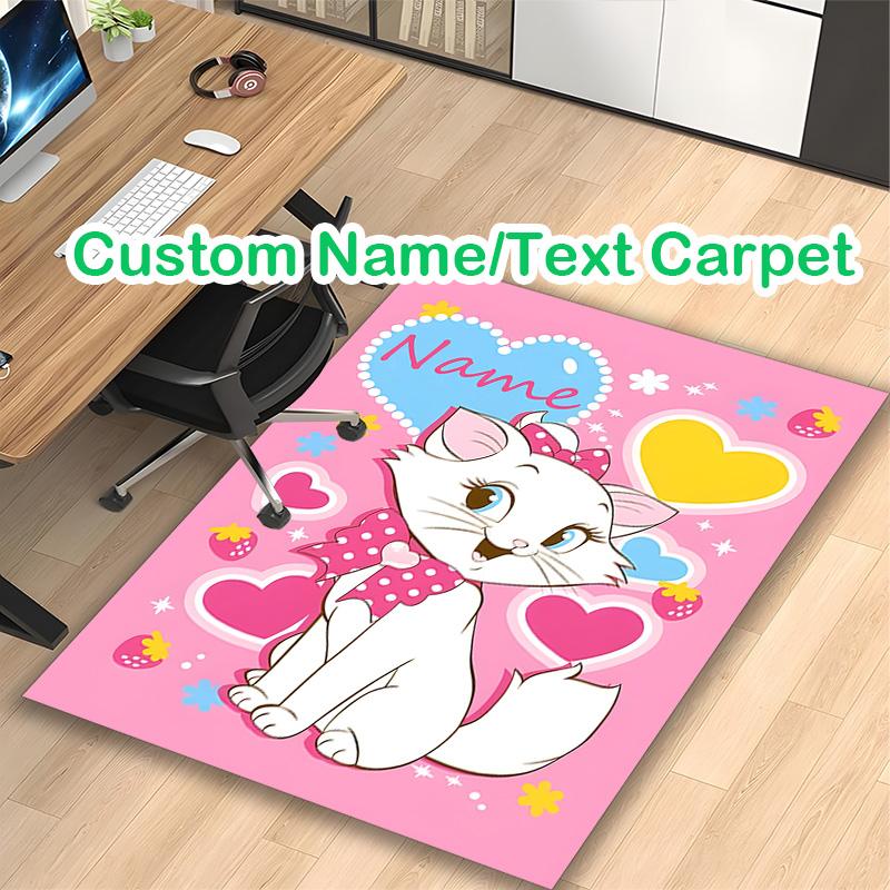 1pc Marie White Cat Hearts Printed Chair Rug for Home Office Use, Living Room Kitchen Game Room Area Carpet
