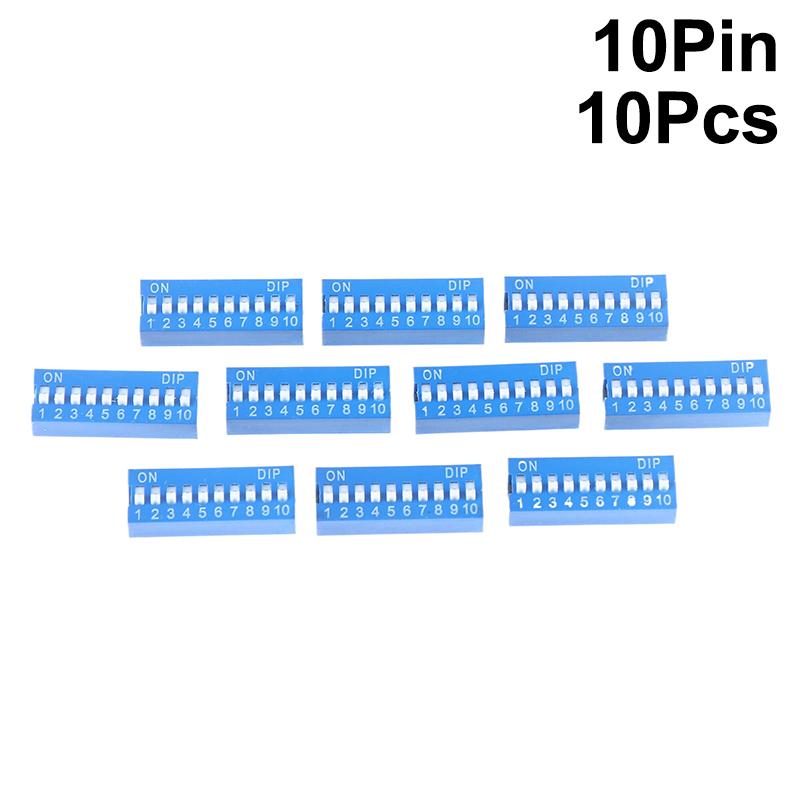 10Pcs Slide Type Switch Module 1 2 3 4 5 6 7 8 10Pin Dip Switch Kit 2.54Mm Toggle Switch Blue Snap Switches