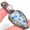 K2 Azurite Handmade Copper Wire Wrap Jewelry Pendant 2.76" W6N32