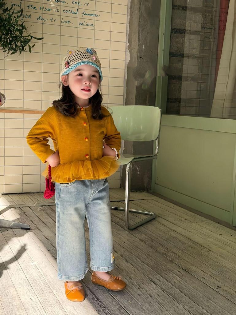 Корейский комплект для девочек: Кардиган и Джинсы (двухпредметный)