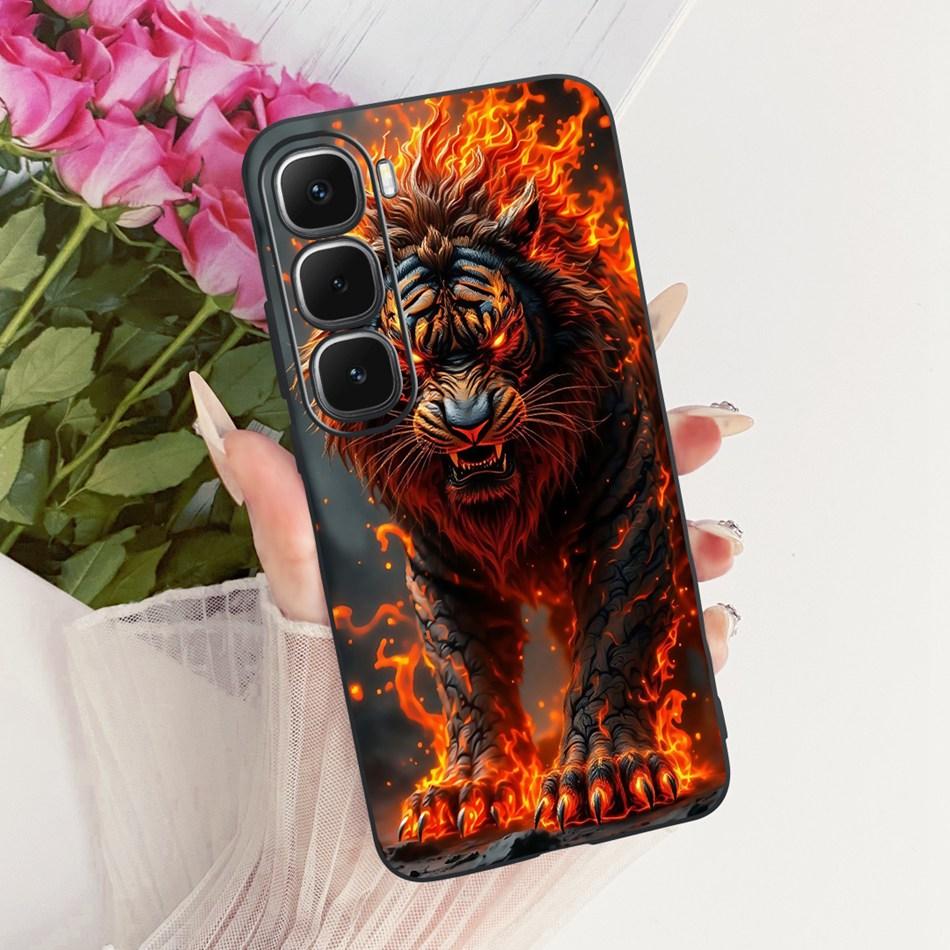 Для Infinix Hot 60 60i 4G X6728 X6726 Чехол для телефона с рисунком «Крутой Дракон Тигр» Для Hot60 Hot60i 4G Черный Силиконовый Мягкий Чехол Бампер