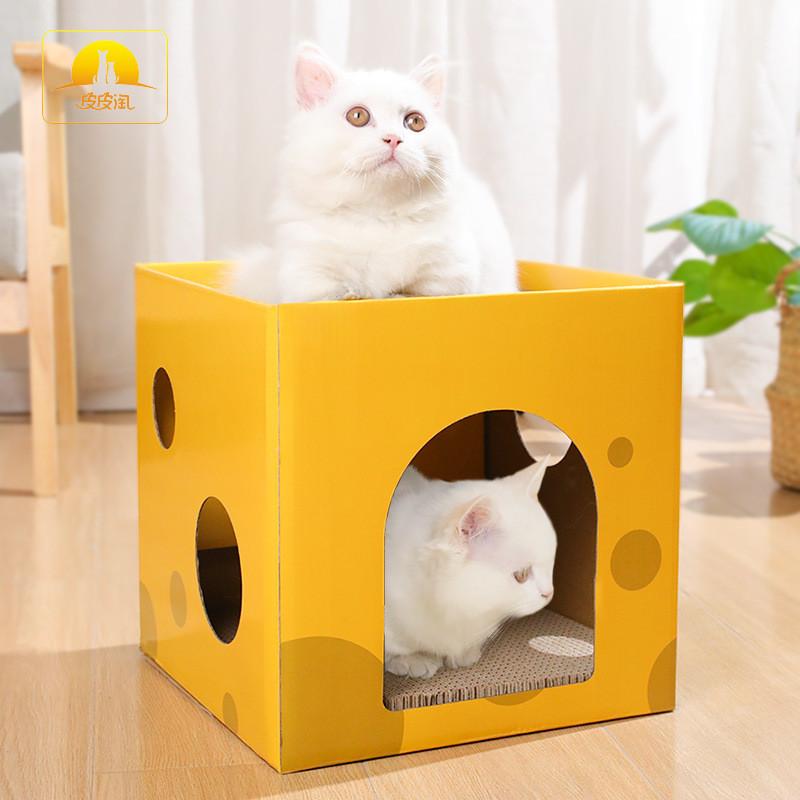 Corrugated Cardboard Cat Climbing Furniture With Square Design For Indoor Cats