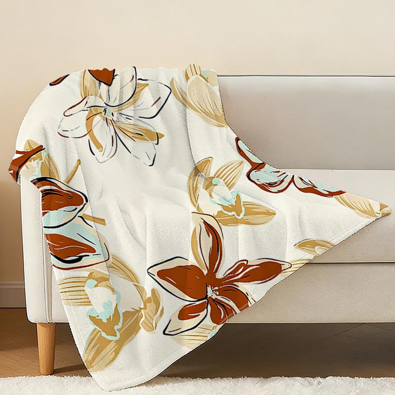 Lightweight Flannel Blanket Soft Cozy Floral Design, Perfect for Home, Halloween & Christmas Décor