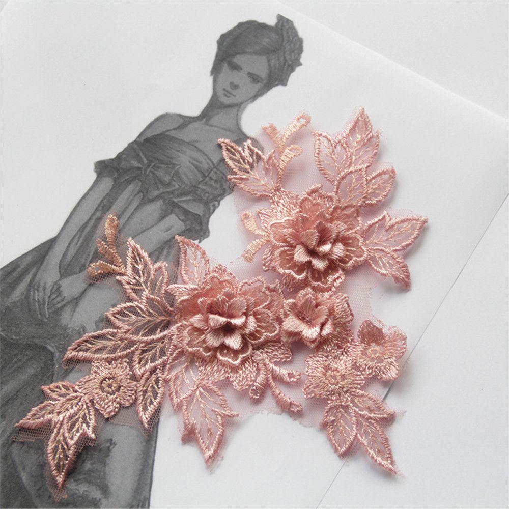 Аксессуары для платья Ручное шитье своими руками Ремесло 3D Цветочное кружево Аппликация Вышивка на воротнике