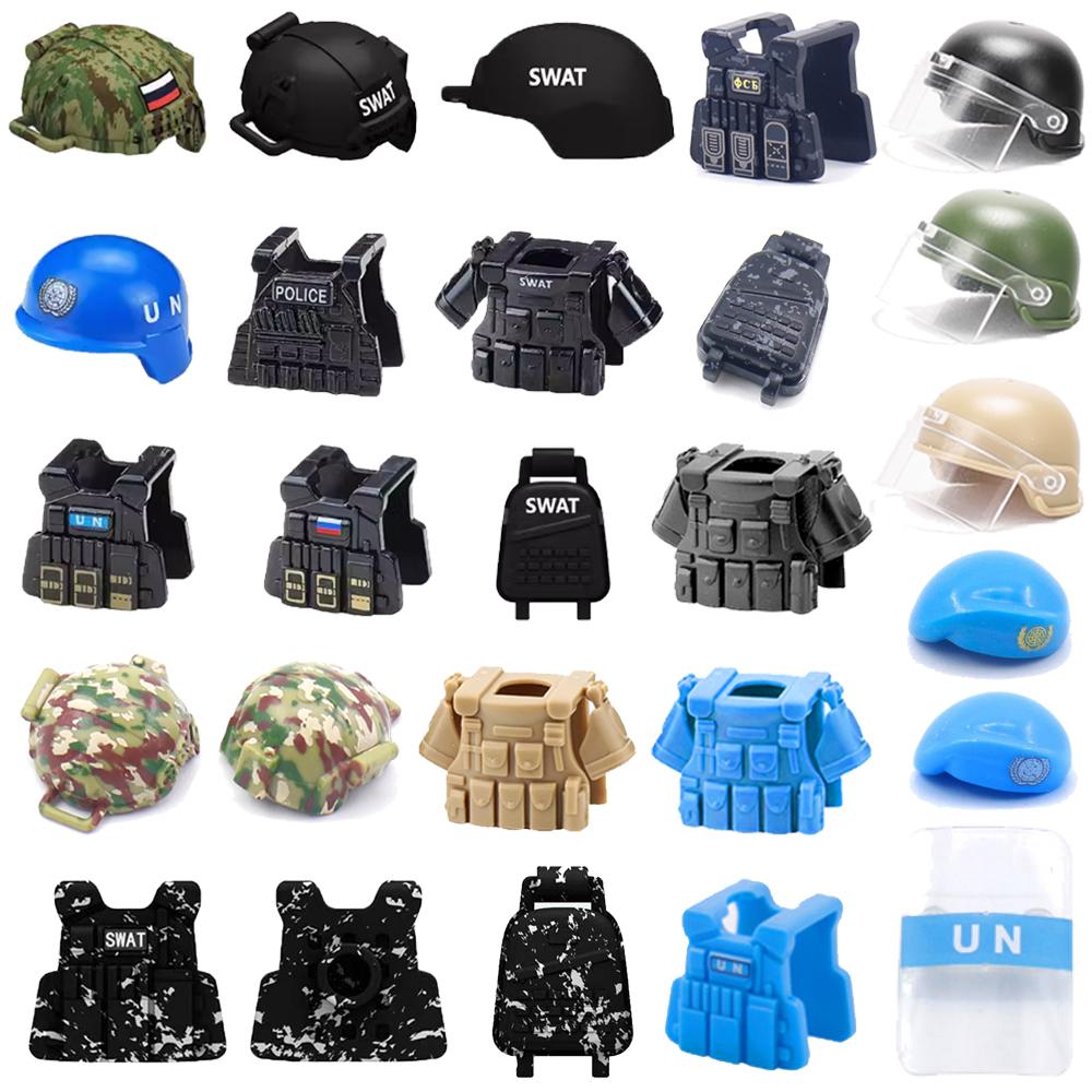 Военная фигурка солдата MOC, строительные блоки MOC, аксессуар для спецназа, шлем Альфа, жилет, рюкзак, комплект с ремнем, мини-игрушка, подарки K127