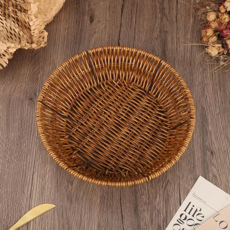 Ruhan Handmade Rattan Round Floral Fruit Basket