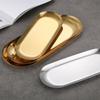 2 шт. Золотой овальный декоративный поднос из нержавеющей стали, подносы для кухонной мойки, прочный поднос для туалетного столика для украшений, мыльница