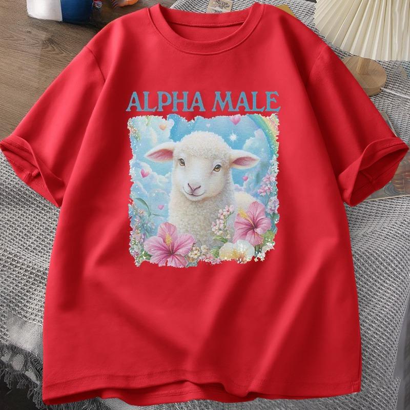 Alpha Male T Shirt Casual Cotton Meme Tshirt Silly Weird Goat Graphic Tee Fashion Short Sleeve O Neck Printed Tshirt Clothing