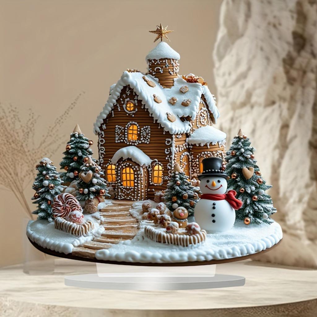 A 2d Multi-Functional British-Style Decorative OfficeCafe Desktop Gingerbread House