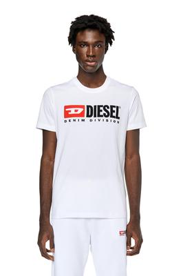 Diesel Men's Logo Embroidered T-Shirt A037660GRAI, White, Size L, 100