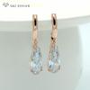 Fashion Long Rose Gold Color Water Drop Cubic Zirconia Dangle Earrings For Women Luxury Wedding Party Jewelry Romantic Gift