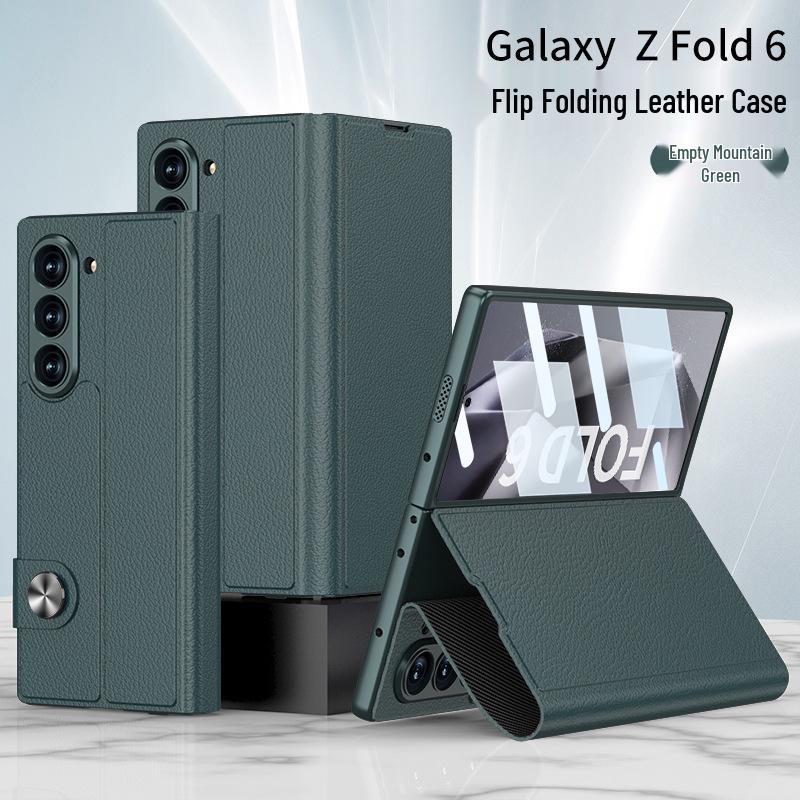 Кожаный чехол-книжка для Samsung Z Fold6: Трансграничный Креативный Бизнес Интегрированный Дизайн Корпус-Экран