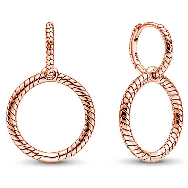 Серьги из стерлингового серебра 925 пробы Allure Of Faith Signature Circles Moments, очаровательные серьги-кольца с двойным кольцом для женщин, модные украшения