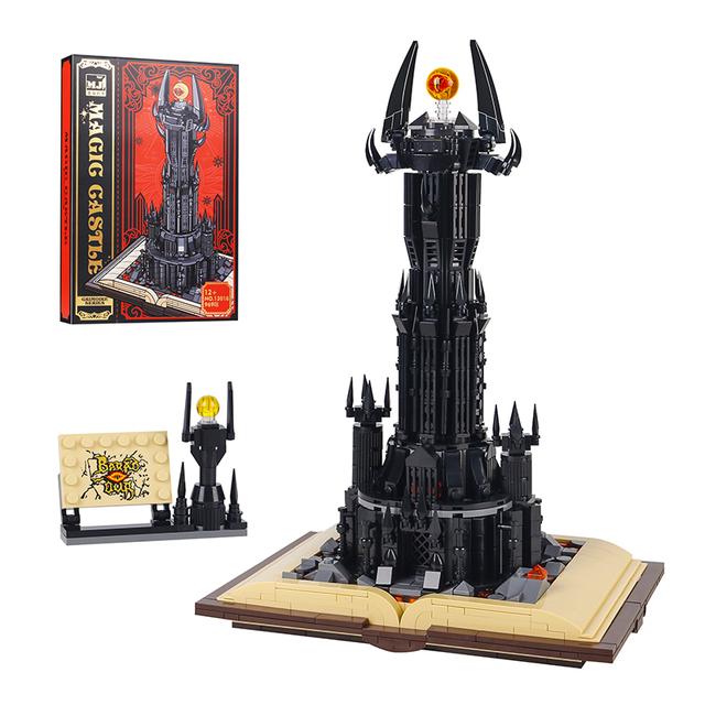 969PCS Magic Gastle On Book Lord Rings Sauron Eye Building Blocks with Led Light Assemble Brick Collection Toy Boy Kids Gifts