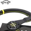 14 Inch 350MM Sim Racing Steering Wheel JDM Real Leather Universal Car Accessoires Yellow Black O24SM1127P