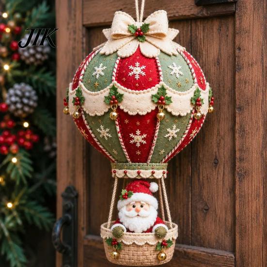 Holiday Ornament Making Supplies DIY Christmas Hot Air Balloon Hanging Kit, 3D Handmade Fabric Craft Handcrafted Tree Ornaments Project with