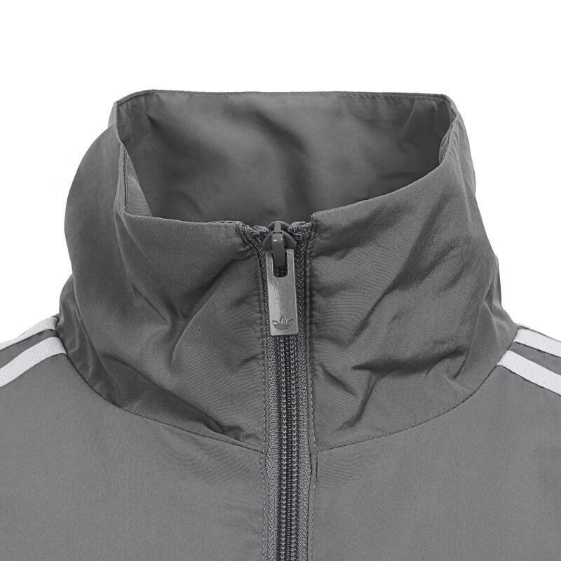 adidas Оригинальная спортивная куртка свободного покроя с воротником-стойкой и полосками, женская серая куртка JD3394