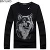 Plus Size s-5XL Leisure Autumn and Winter Cotton Long Sleeved Male T-Shirt Fashion Brand Men's T Shirt Wolf Pattern