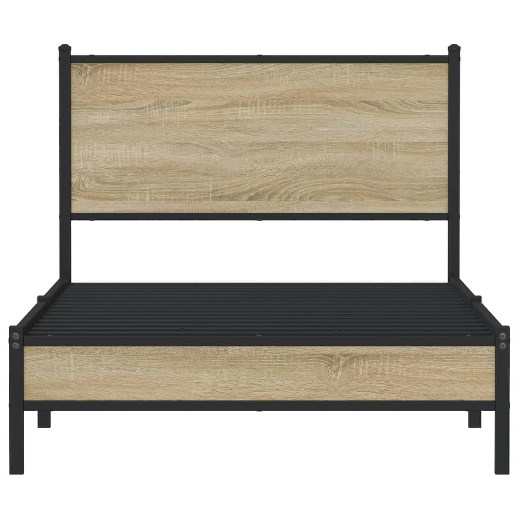 vidaXL Metallbett ohne Matratze Sonoma-Eiche 100x190 cm