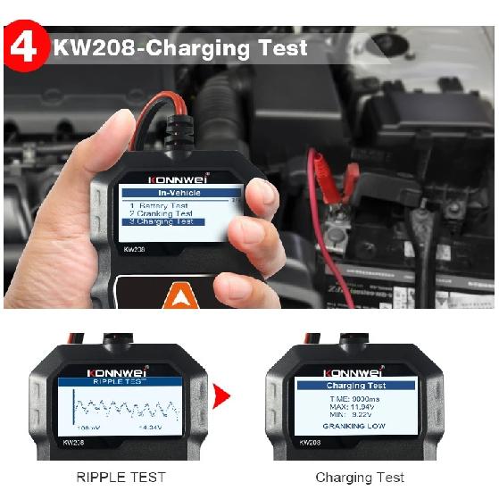 KONNWEI KW208 Car Battery Tester 12V 100 to 2000CCA Cranking Charging Circut Tester Battery Analyzer 12 Volts Battery Tools 2026
