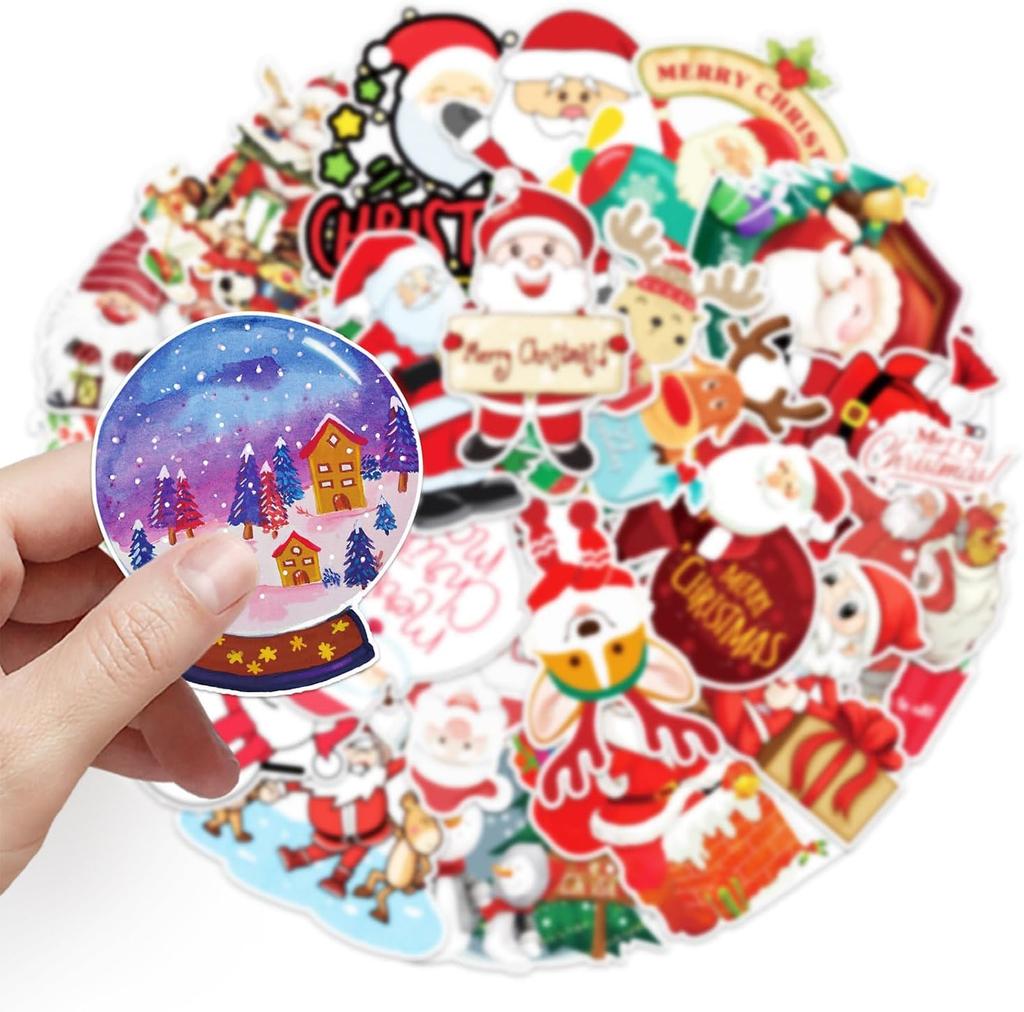 Vinyl Christmas Stickers Non Repeating Designs Santa Snowman Reindeer Holiday Stickers for Party Crafts Decor