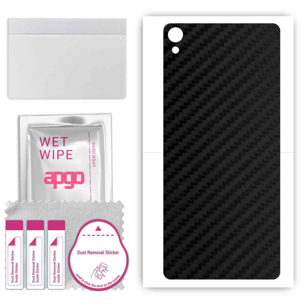 apgo Protective Skin Sticker for the Back Compatible with Sony Xperia XA, Wrap Film, Foil, Vinyl - Pattern Carbon Black