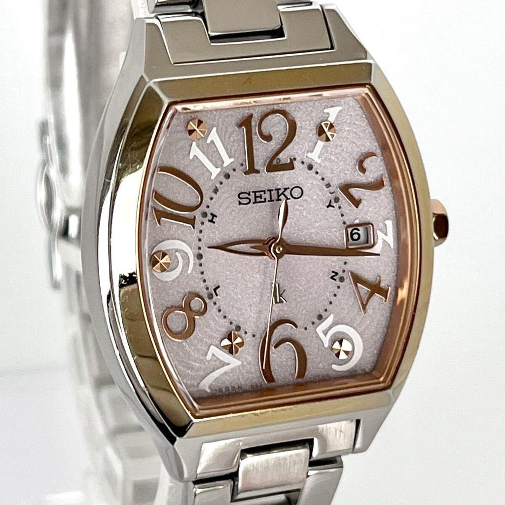 Б/у [В рабочем состоянии] Полированные женские часы Seiko SEIKO LUKIA радио-солнечные хорошее состояние розово-серебристый циферблат золотой s2398