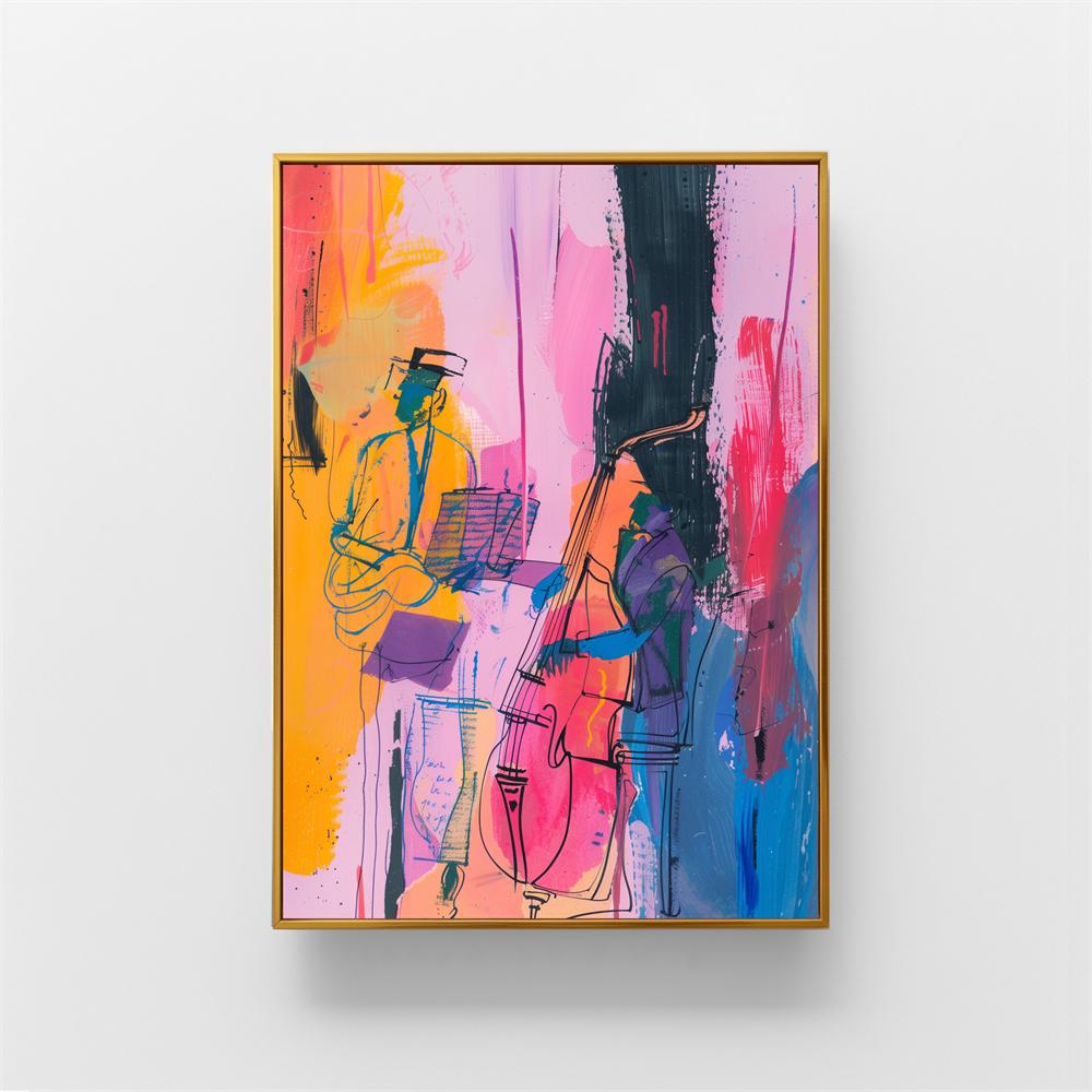 Colorful Dreamy Duet Art Prints Musical Instrument Jazz Band Energy Poster Concert Vibe Wall Lively Abstract Decor Canvas Prints
